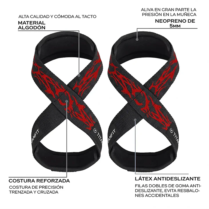 Straps en 8 TitanFit Hoplon Infinito Prometeo | Máximo Agarre para Peso Muerto y Powerlifting 4