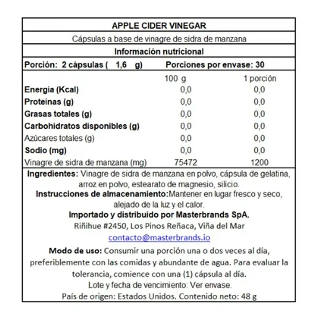 Vinagre de Manzana 1.200 mg Nature's Truth 100 Cápsulas 2