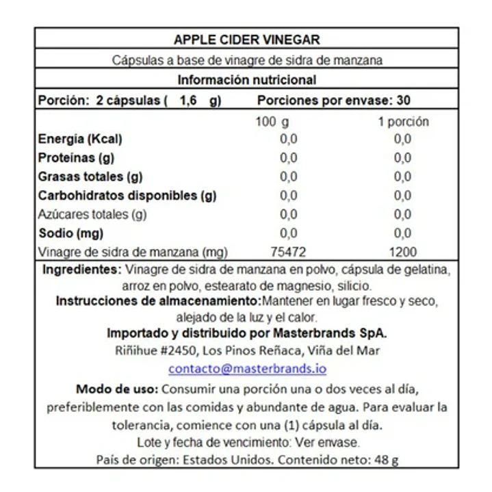 Vinagre de Manzana 1.200 mg Nature's Truth 100 Cápsulas 2