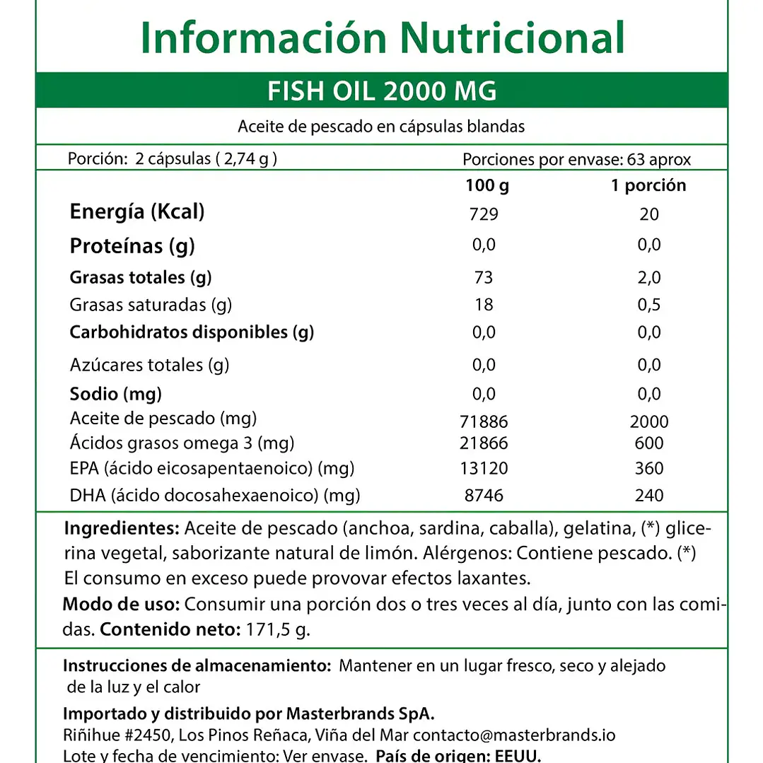 Omega 3 Fish Oil 2.000 mg Nature's Truth 125 Softgels 2
