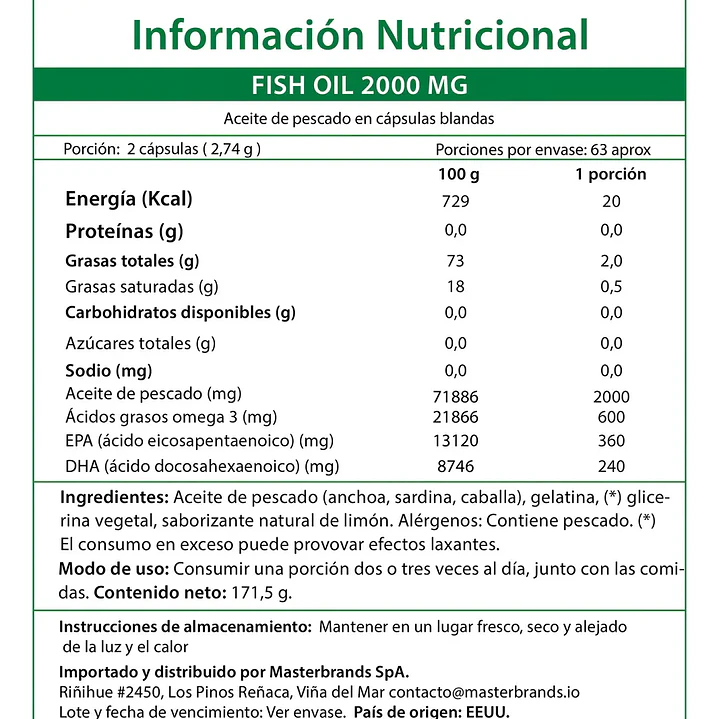 Omega 3 Fish Oil 2.000 mg Nature's Truth 125 Softgels 2