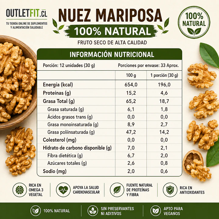Nuez Mariposa Piwén 1 kg | Fruto Seco 100% Natural 2