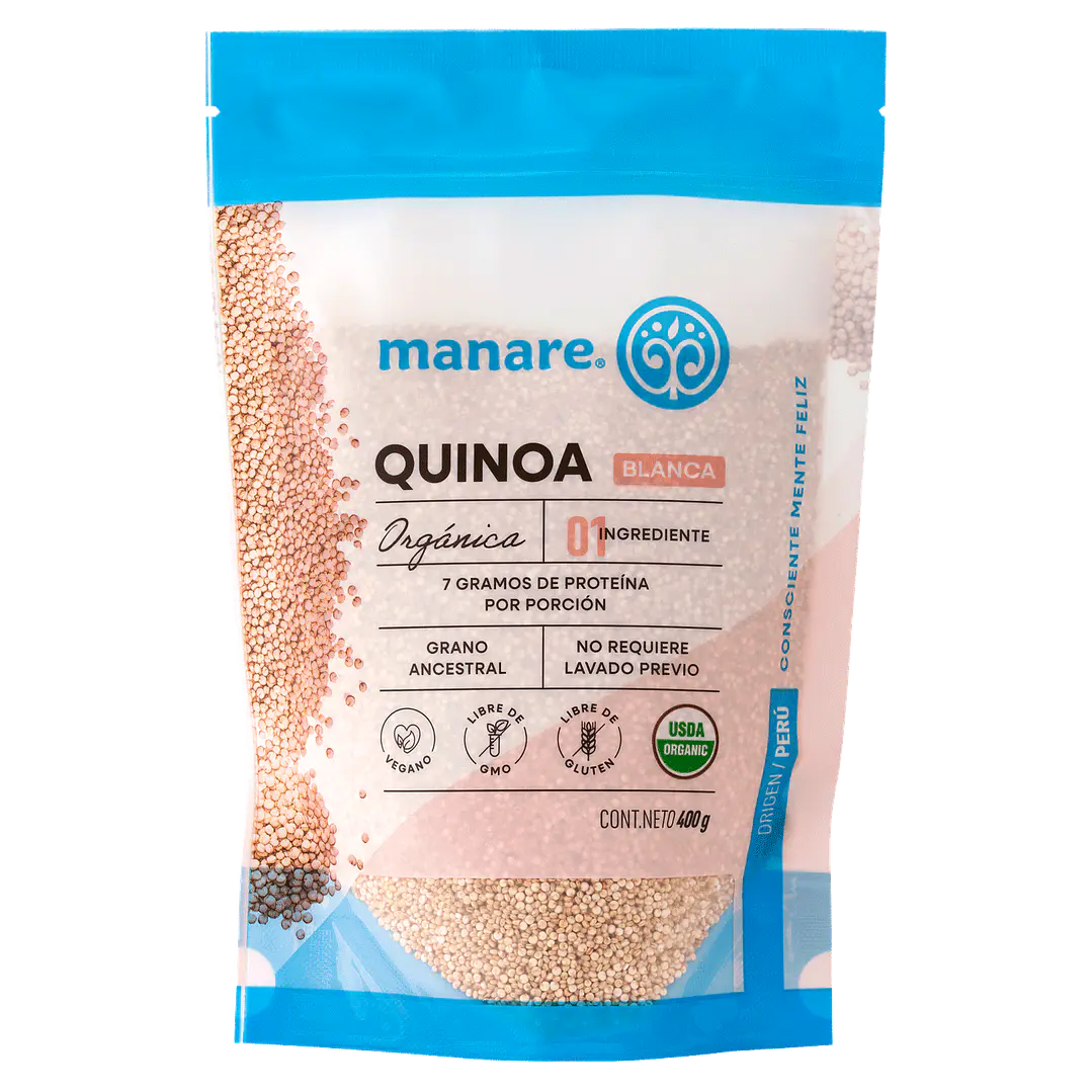 Quinoa Orgánica Blanca Manare 400 g | Fibra y Proteína 1