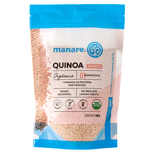 Quinoa Orgánica Blanca Manare 400 g | Fibra y Proteína