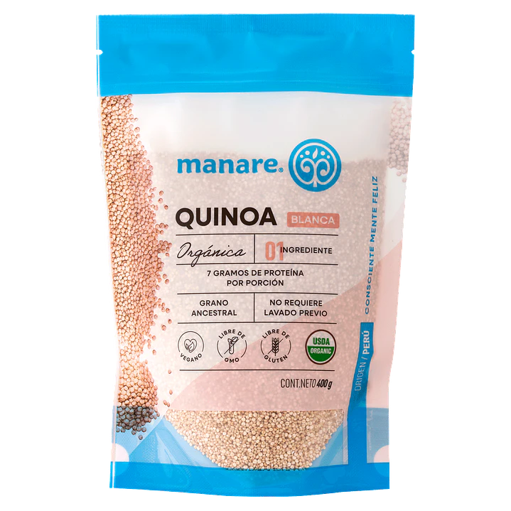 Quinoa Orgánica Blanca Manare 400 g | Fibra y Proteína 1