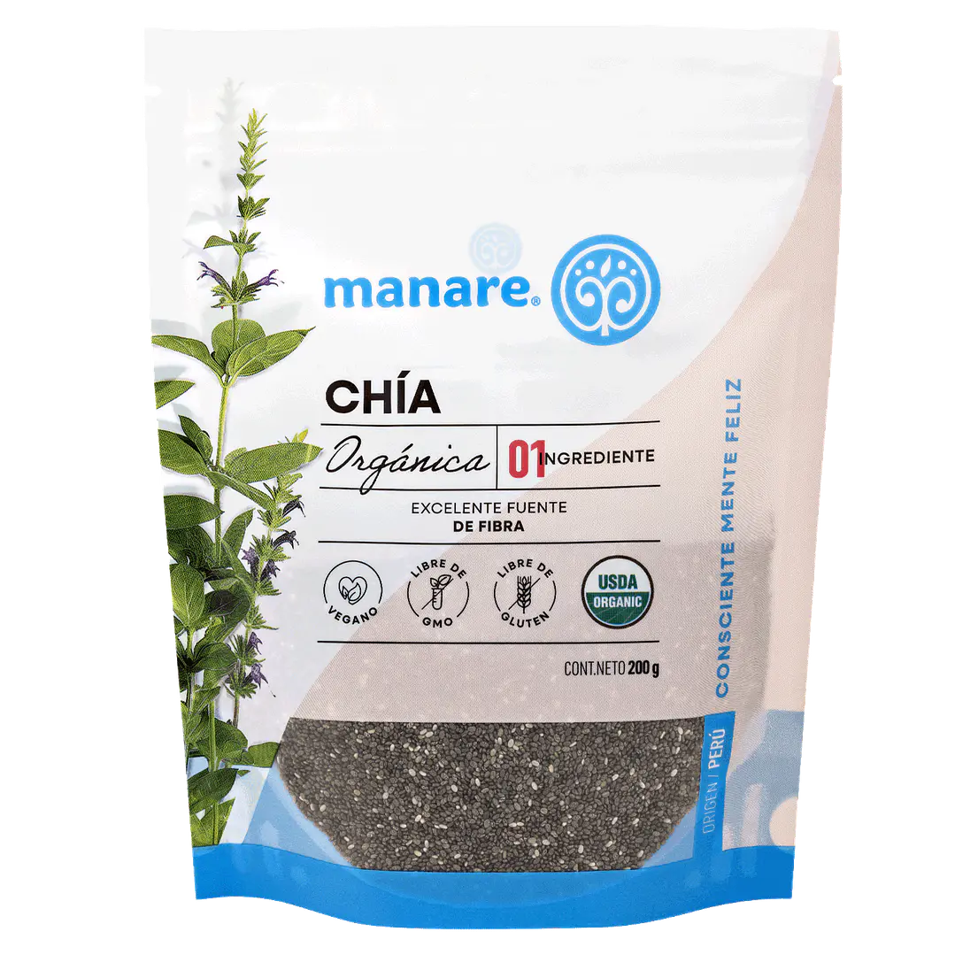 Chía Orgánica Manare 200 g | Fibra y Omega 3 Vegetal 1