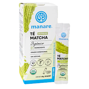 Té Matcha Orgánico Manare 20 Sachets | Energía
