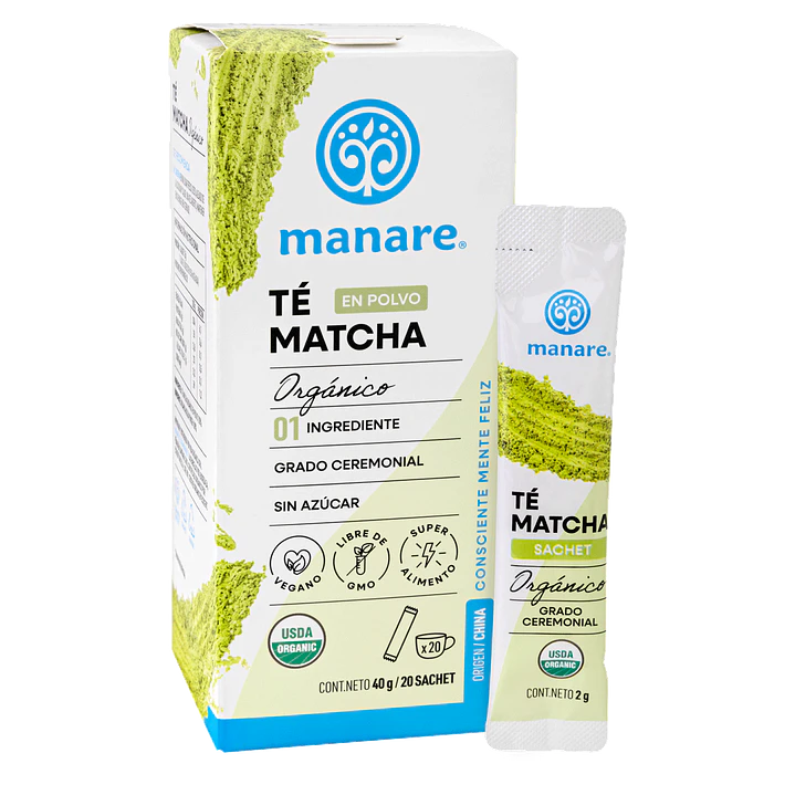 Té Matcha Orgánico Manare 20 Sachets | Energía 1