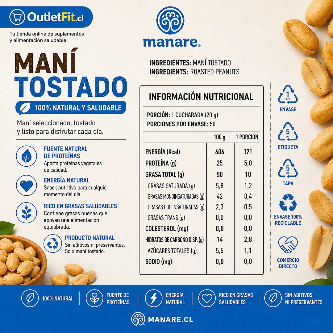 Mantequilla de Maní Manare 1 kg | 100% Natural 2