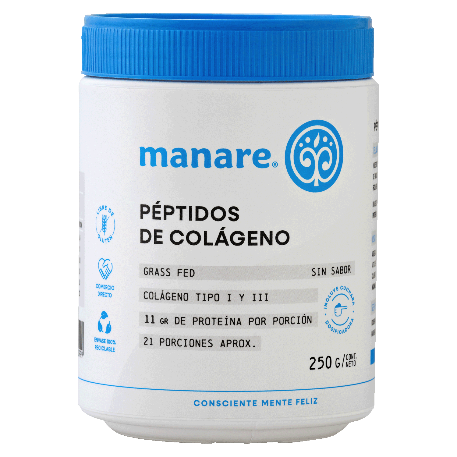 Péptidos de Colágeno Manare 250 g | 11 g Proteína