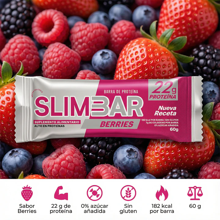 Barra Slimbar Berries 60 g | 22 g de Proteína 2