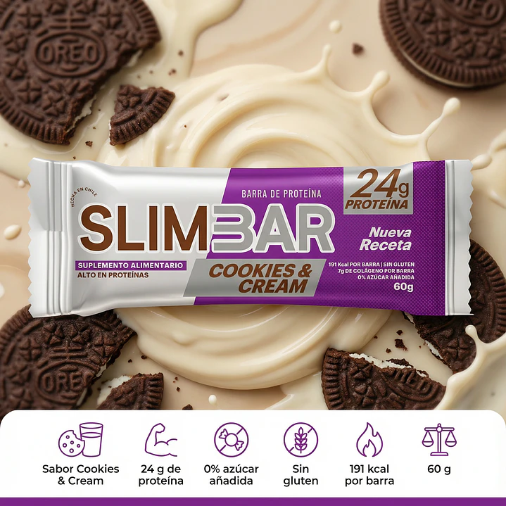 Barra de Proteína Slimbar Cookies & Cream 60 g 2