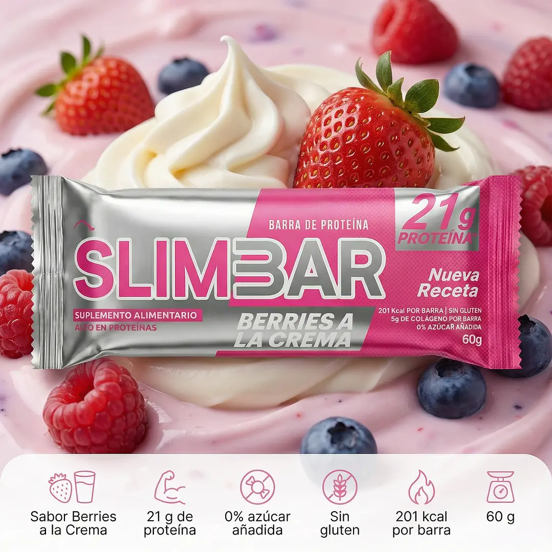 Barra Slimbar Berries a la Crema 60 g | 22 g Proteína 2