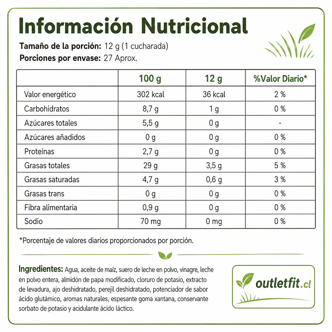 Salsa Ranch Mrs Taste 320 g | Sin Azúcar 2