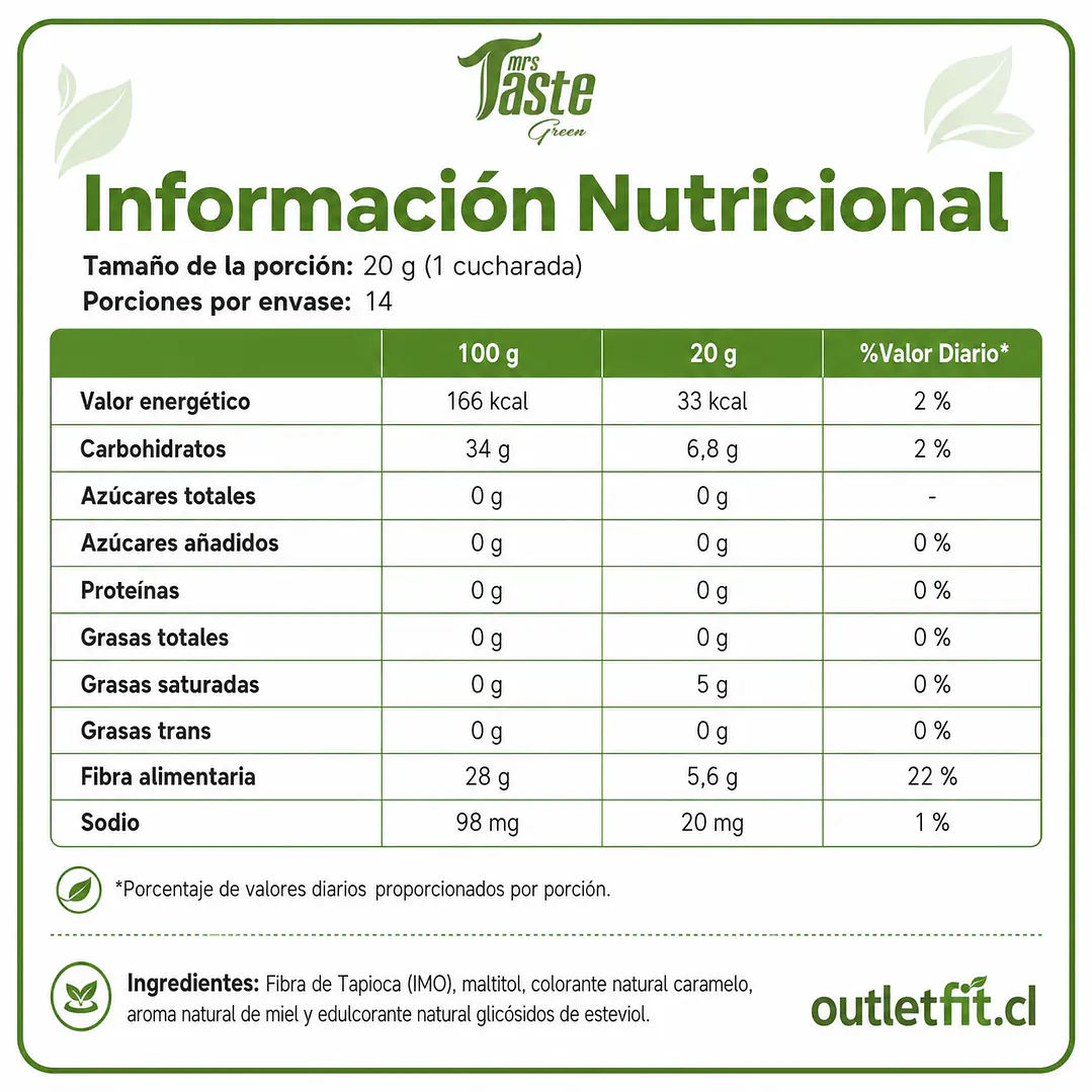 Syrup Caramelo Salgado Mrs Taste 280 g | Sin Azúcar 2