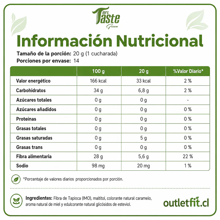 Syrup Caramelo Salgado Mrs Taste 280 g | Sin Azúcar 2