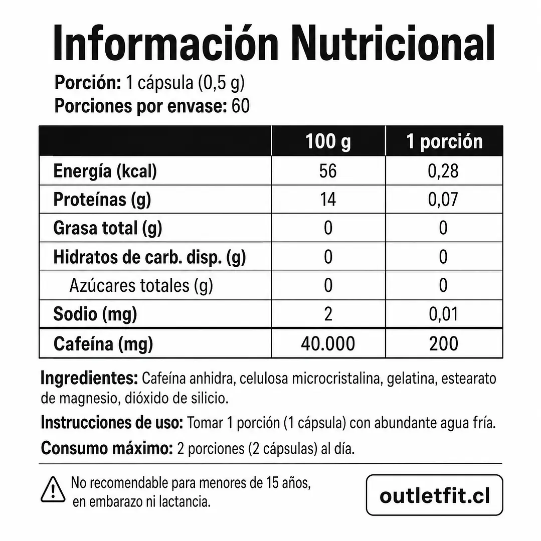 Pack Cafeína Bodytech 200 mg 2 Unidades | 120 Cápsulas 2