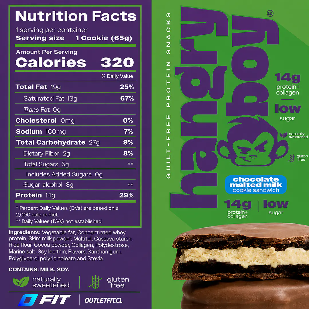 Cookie Sandwich Protein Chocolate Malted Milk Hangry Boy 65 g 2