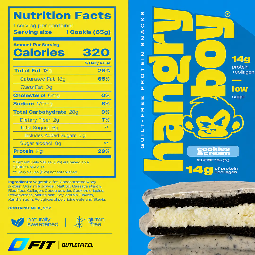 Cookie Sandwich Protein Cookies & Cream Hangry Boy 65 g 2