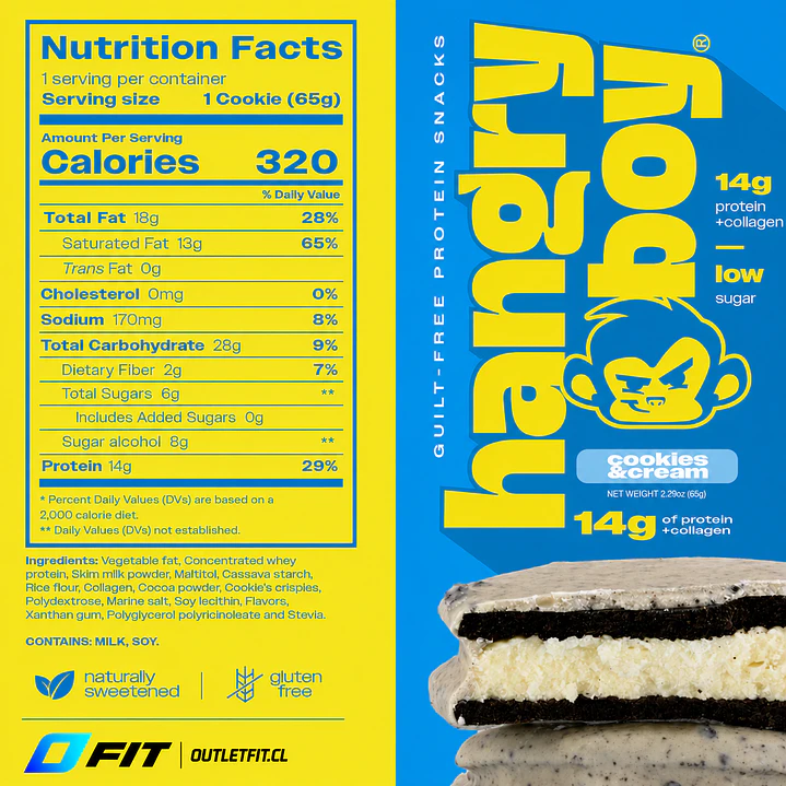 Cookie Sandwich Protein Cookies & Cream Hangry Boy 65 g 2
