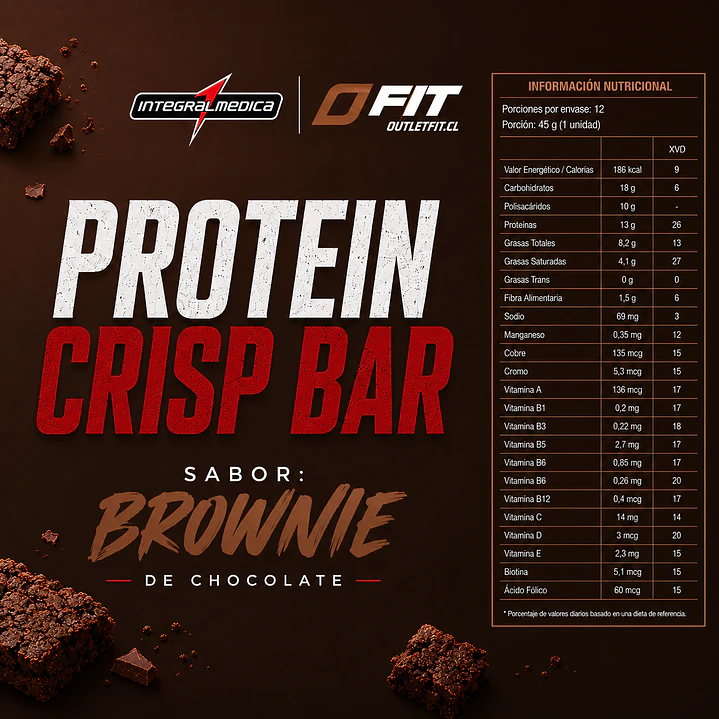 Barra Proteína Integralmédica Protein Crisp Brownie 45 g 2