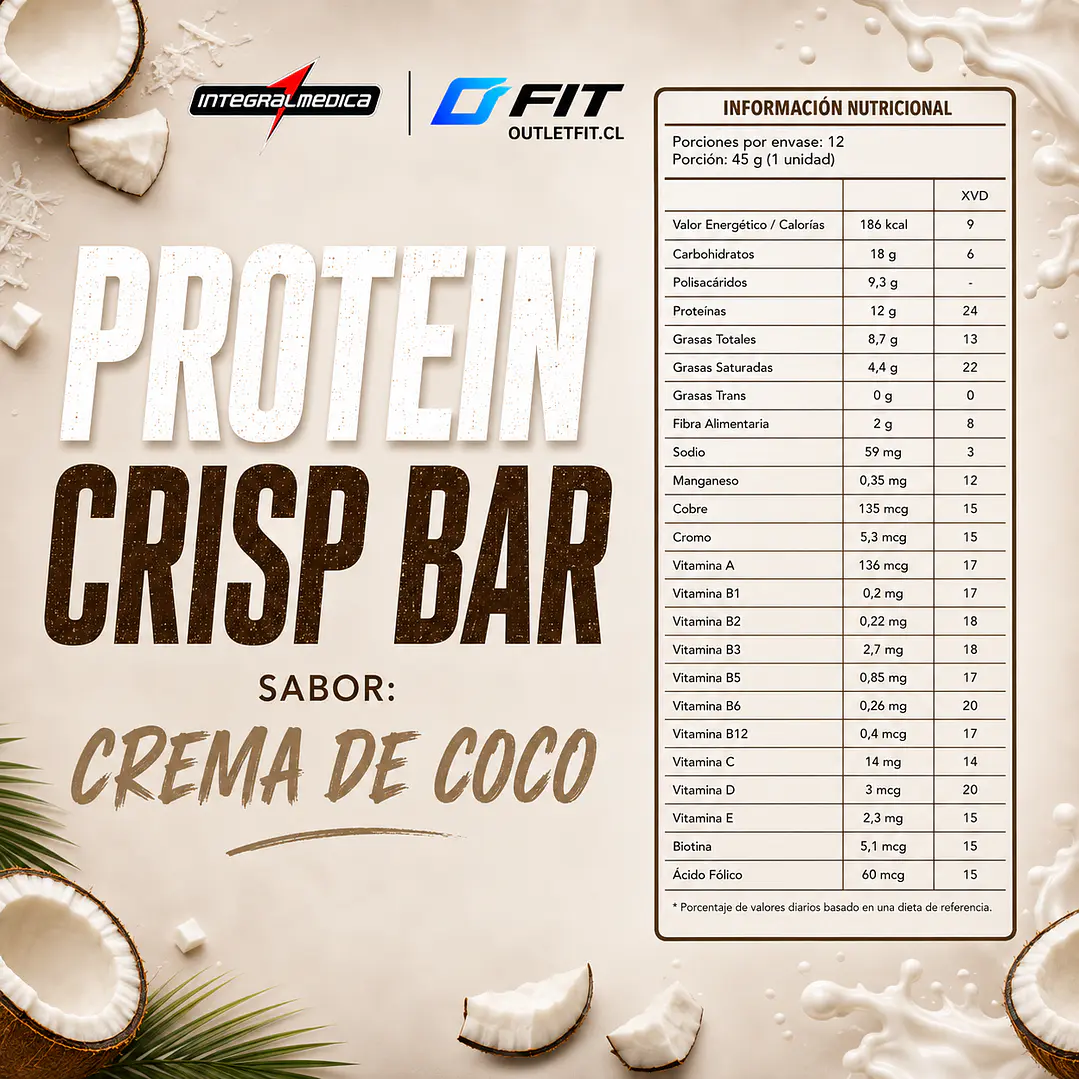 Barra Proteína Integralmédica Protein Crisp Creme de Coco 45 g 2
