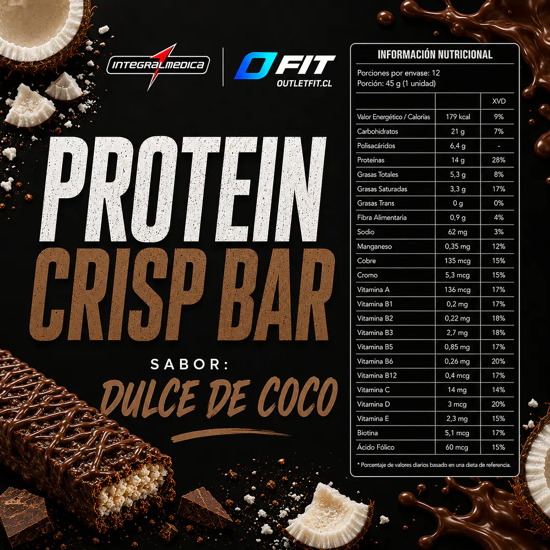 Barra Proteína Integralmédica Protein Crisp Doce de Coco 45 g 2