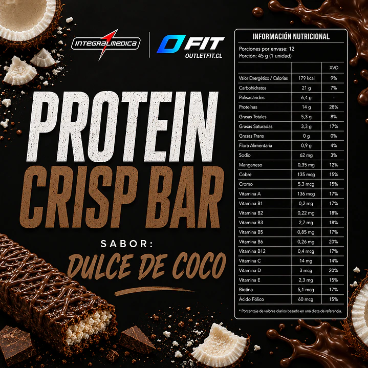 Barra Proteína Integralmédica Protein Crisp Doce de Coco 45 g 2