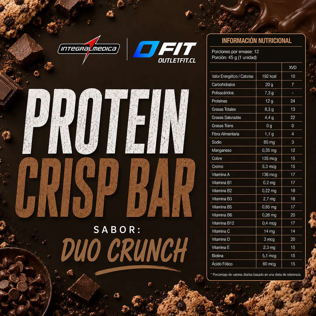 Barra Proteína Integralmédica Protein Crisp Duo Crunch 45 g 2