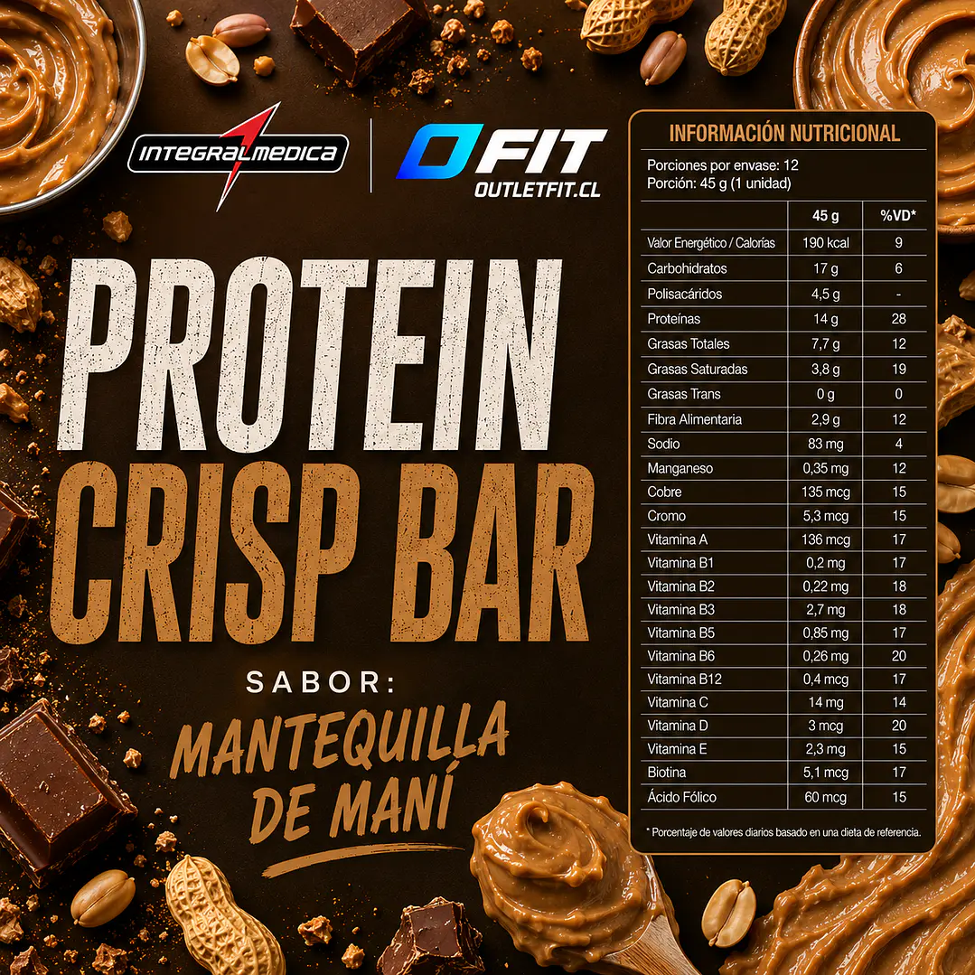 Barra Proteína Integralmédica Protein Crisp Peanut Butter 45 g 2