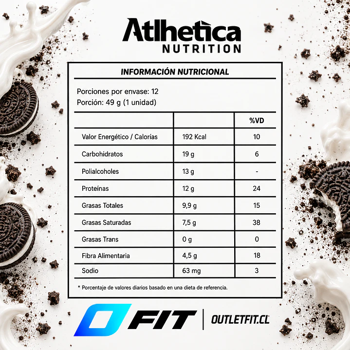 Barra Proteína Atlhetica Best Whey Cookies & Cream 49 g 2