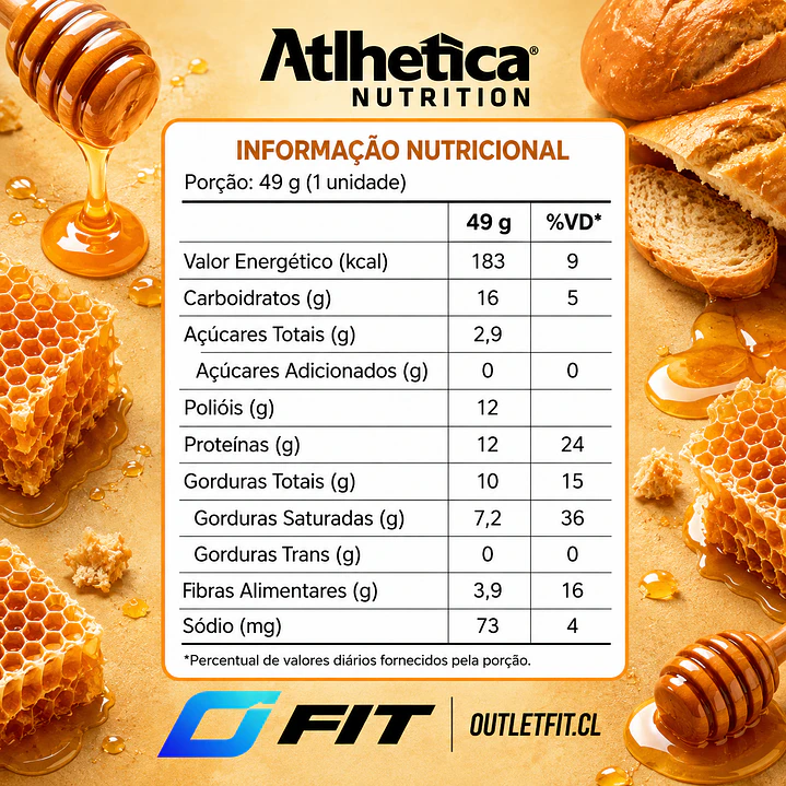 Barra Best Whey Pão de Mel Atlhetica 49 g  2