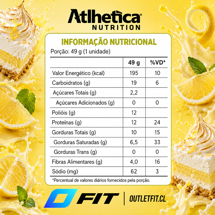 Barra Best Whey Torta al Limone Atlhetica 49 g  2