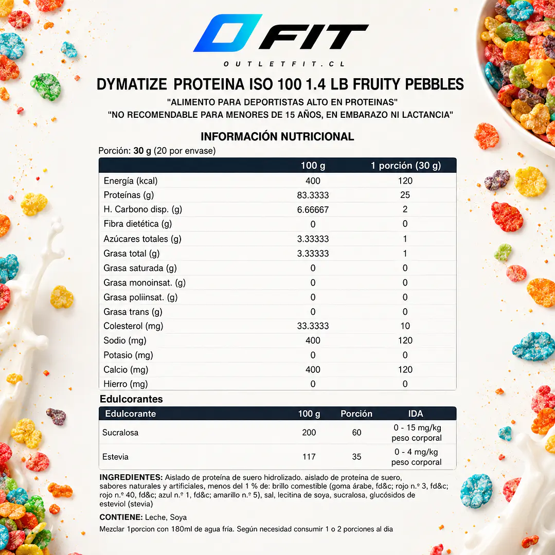 Dymatize ISO100 Fruity Pebbles 1.45 lb | 25 g Proteína 2