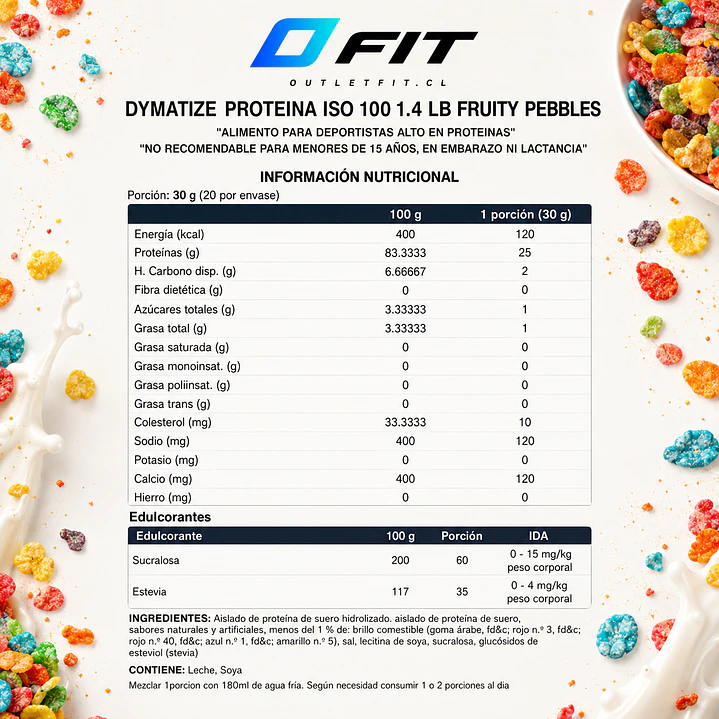 Dymatize ISO100 Fruity Pebbles 1.45 lb | 25 g Proteína 2