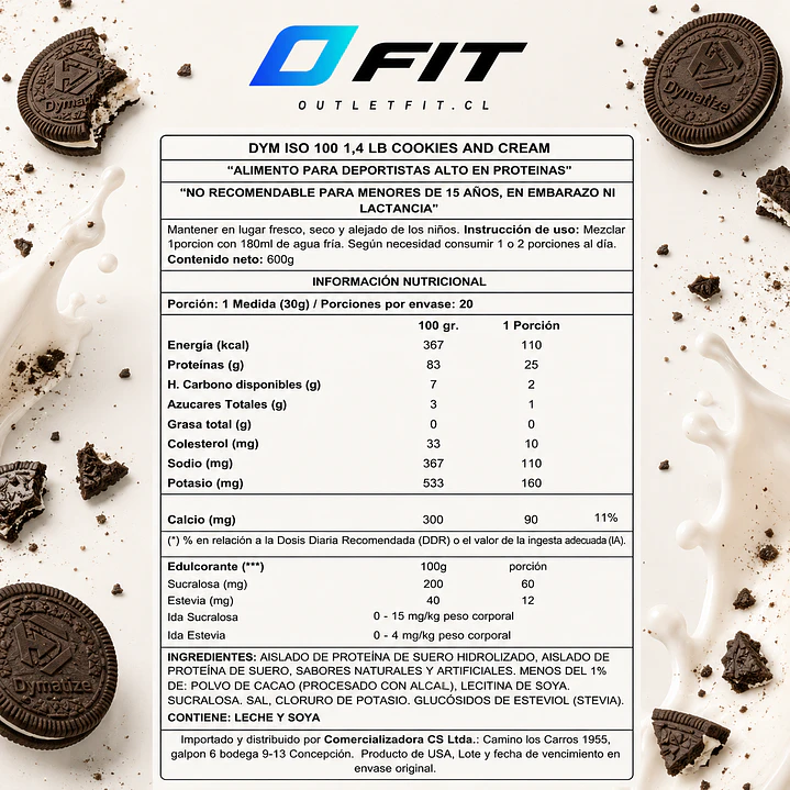 Dymatize ISO100 Cookies & Cream 1.45 lb | 25 g Proteína 2
