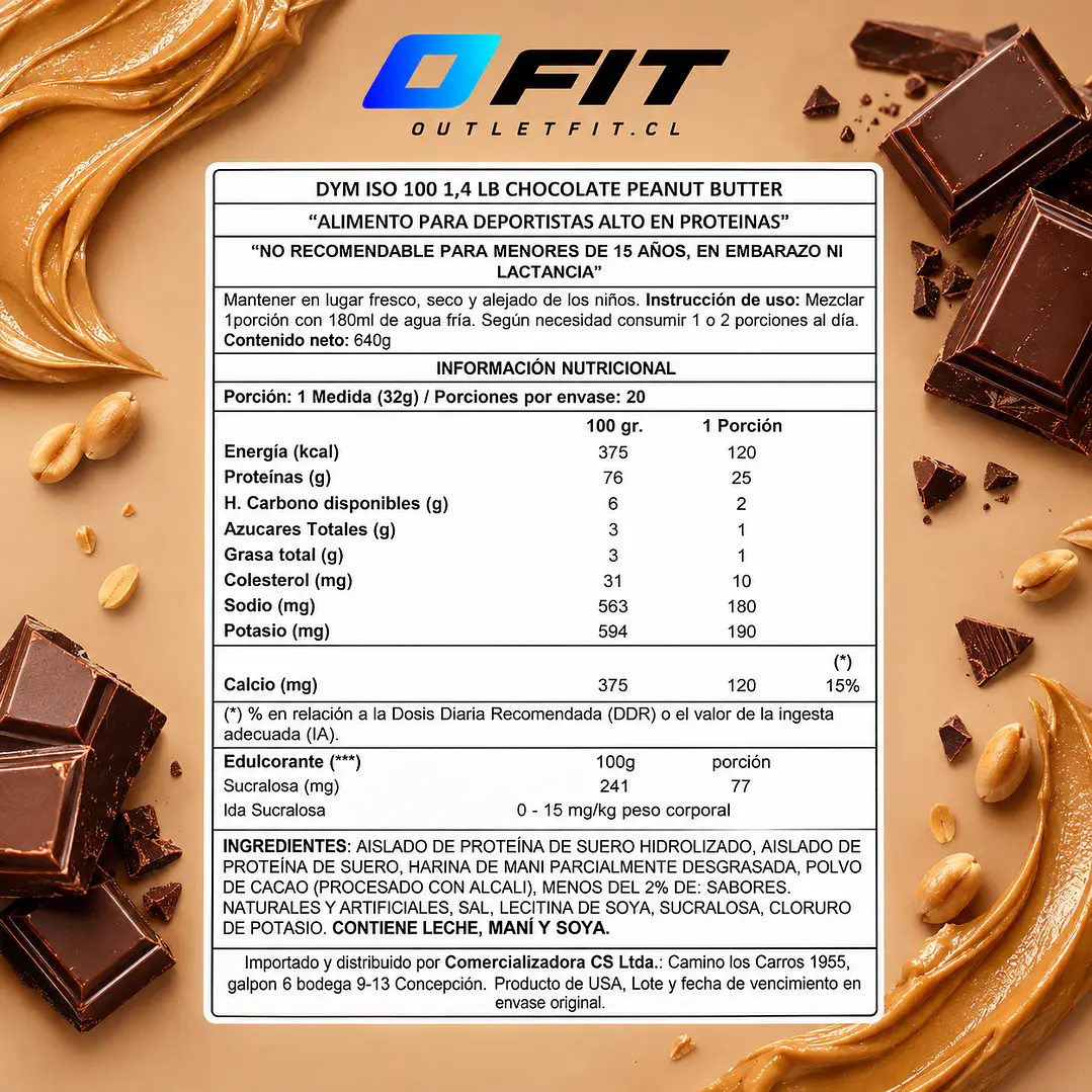 Dymatize ISO100 Chocolate Peanut Butter 1.45 lb | 25 g Proteína 2