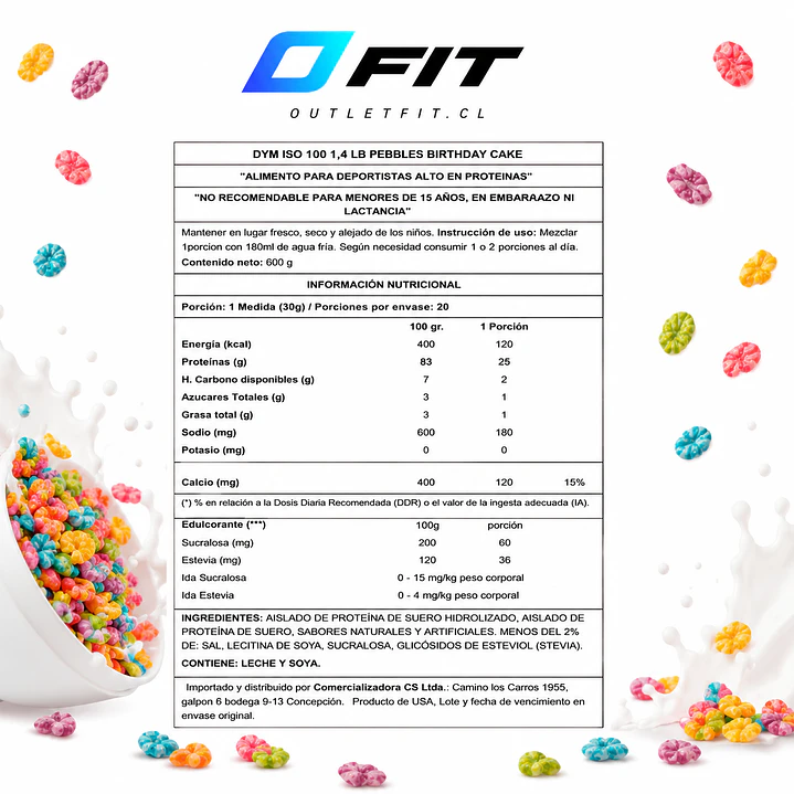 Dymatize ISO100 Birthday Cake Pebbles 1.45 lb | 25 g Proteína 2