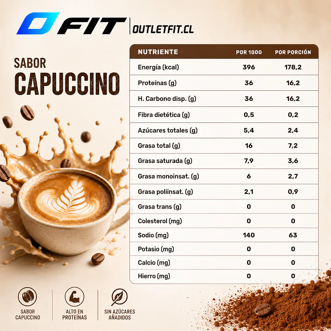 Barra Protein Space Protein Cappuccino 45 g | 16,2 g Proteína 2