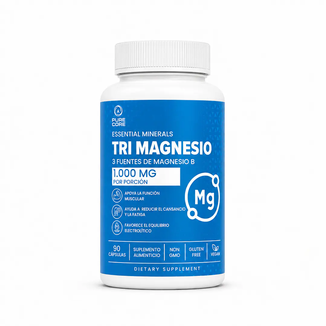 Tri Magnesio Pure Core 90 Cápsulas | 3 Fuentes de Magnesio 1