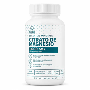 Citrato de Magnesio Pure Core 90 Cápsulas | 1.000 mg por Porción