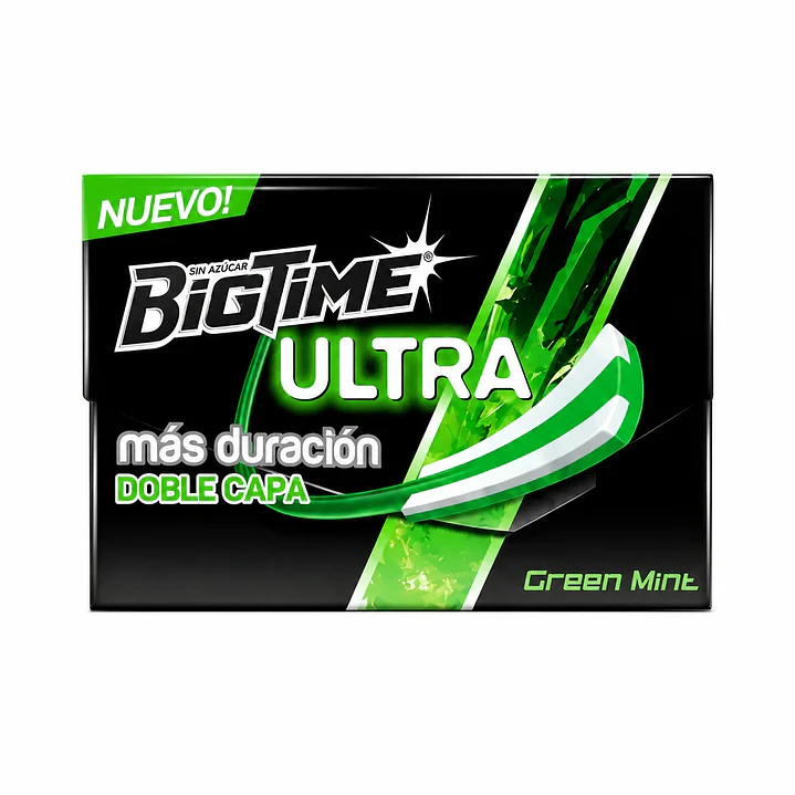 BigTime Ultra Green Mint 12 Chicles Sin Azúcar 1
