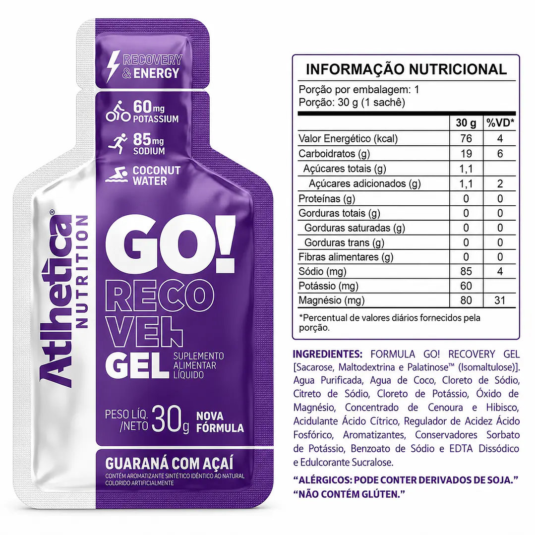 Gel Recovery Atlhetica GO! Guaraná con Açaí 30 g | 19 g Carbohidratos 2