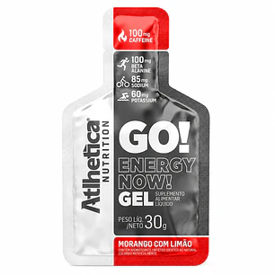Gel Energético Atlhetica GO! Energy Now Frutilla con Limón 30 g | 100 mg Cafeína