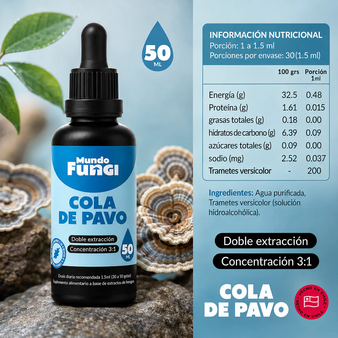 Cola de Pavo en Gotas Mundo Fungi 50 ml | Extracto 3:1 2