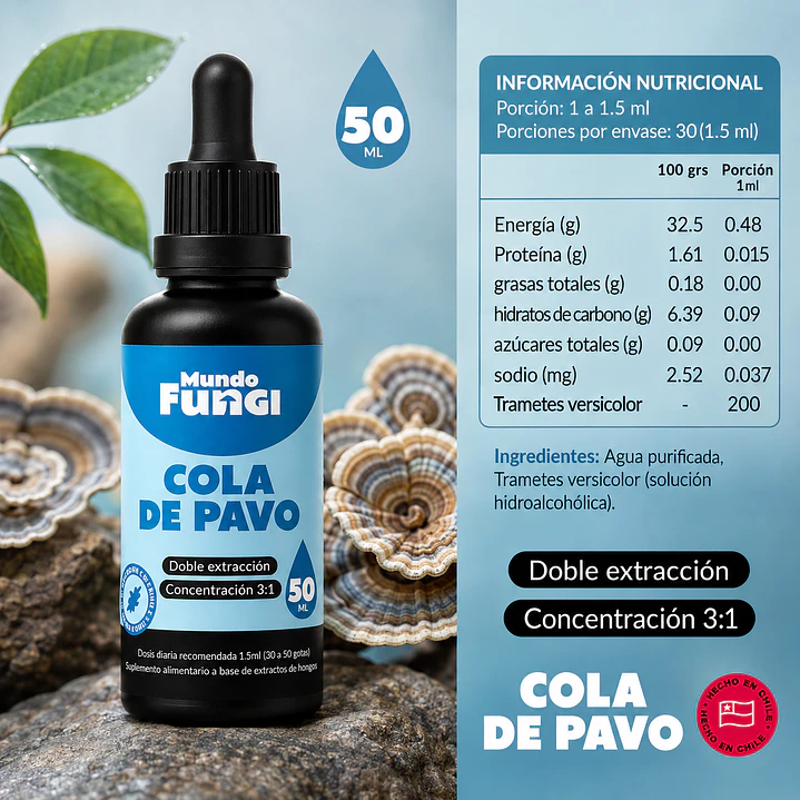 Cola de Pavo en Gotas Mundo Fungi 50 ml | Extracto 3:1 2