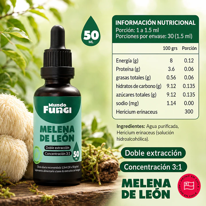 Melena de León en Gotas Mundo Fungi 50 ml | Memoria y Concentración 2