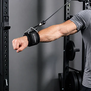 Muñequera Polea TitanFit Ankyle Negra | Gancho Metálico