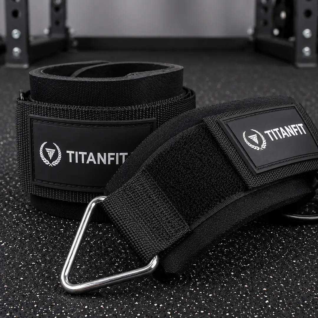 Muñequera Polea TitanFit Ankyle Negra | Gancho Metálico 2