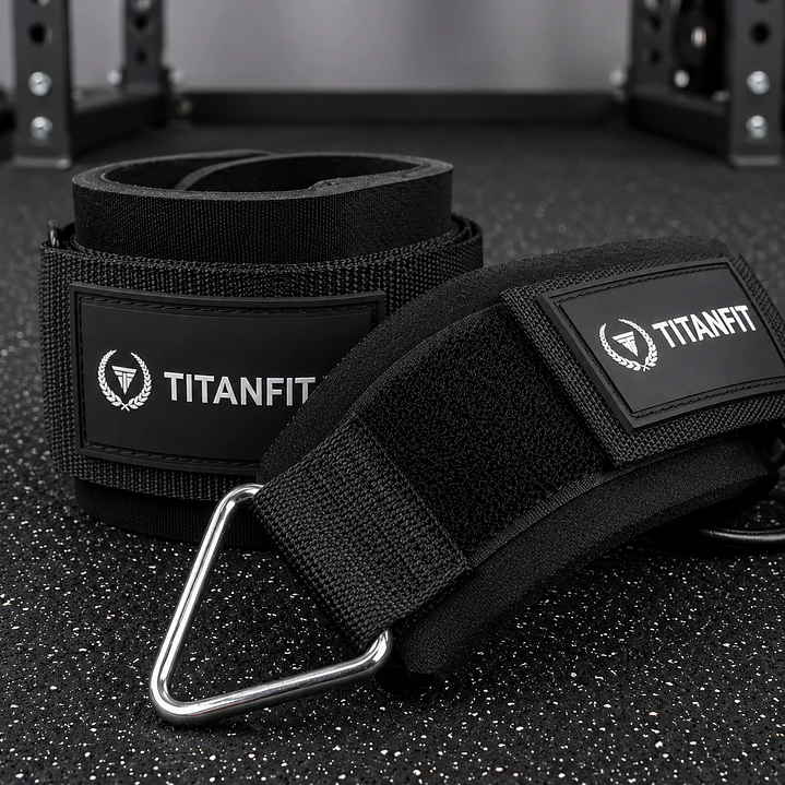 Muñequera Polea TitanFit Ankyle Negra | Gancho Metálico 2
